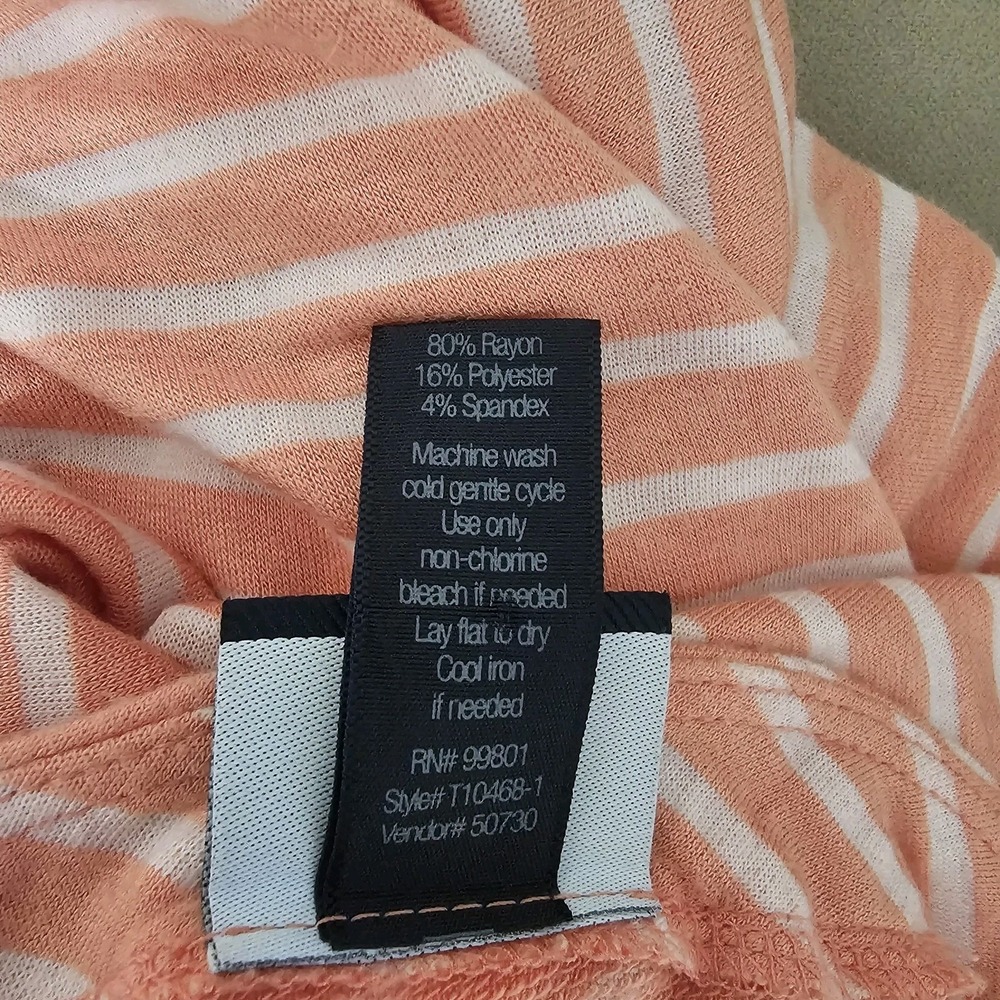Daytrip Shirt, Women's Size S Orange Whit  Striped 3/4 Sleeve Rayon/spandex - Picture 8 of 8